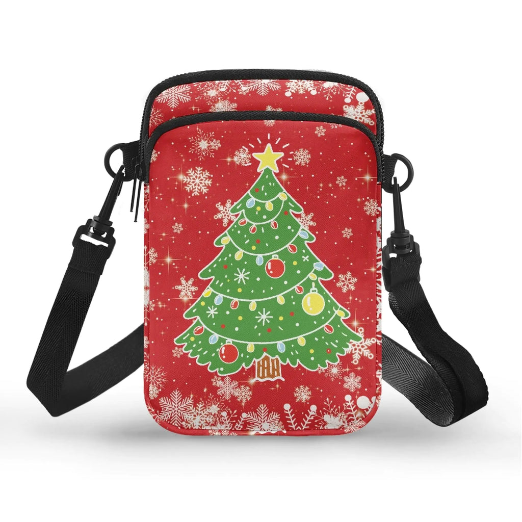 Boatee Christmas Tree Mini Cross Body Bag for Women Cell Phone Handbag Multipurpose Crossbody Handbag with Adjustable Strap Small Shoulder Purse with Pockets Coin Case Red